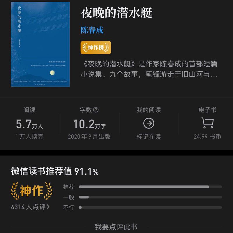 【有风书店/正版预购】陈春成《夜晚的潜水艇》宝珀理想国文学奖首奖作品|普通人长大的代价