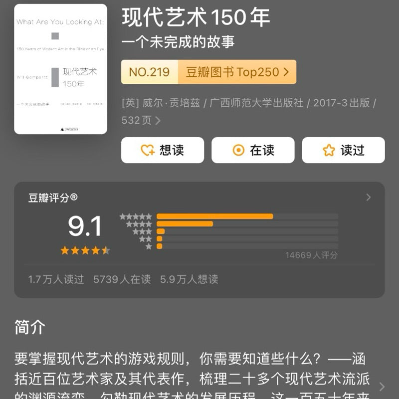 【有风书店/正版预购】威尔·贡培兹《现代艺术150年》一个未完成的故事｜要掌握现代艺术的游戏规则，你需要知道些什么？